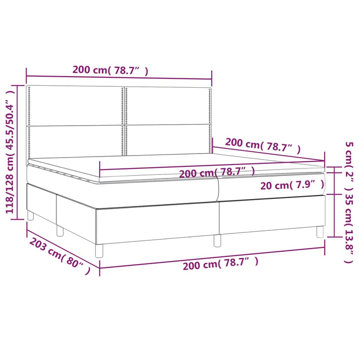 kontinentalseng med madras 200x200 cm stof sort
