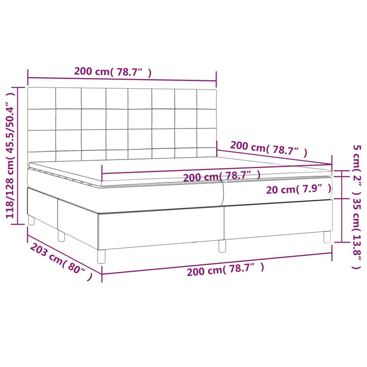 kontinentalseng med madras 200x200 cm stof sort