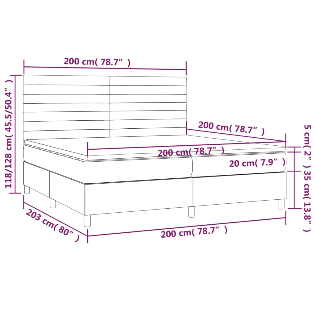 kontinentalseng med madras 200x200 cm stof sort