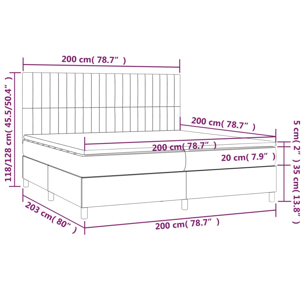 kontinentalseng med madras 200x200 cm stof sort