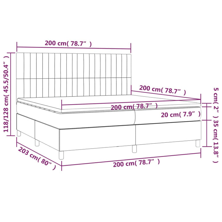 kontinentalseng med madras 200x200 cm stof sort