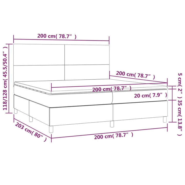 kontinentalseng med madras 200x200 cm stof sort