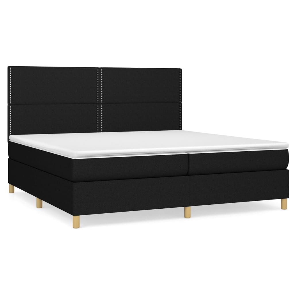 kontinentalseng med madras 200x200 cm stof sort