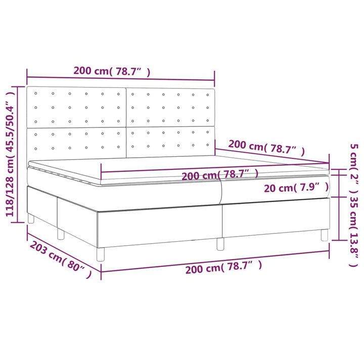 kontinentalseng med madras 200x200 cm stof sort