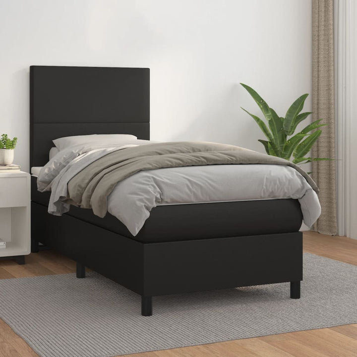 kontinentalseng med madras 80x200 cm kunstlæder sort