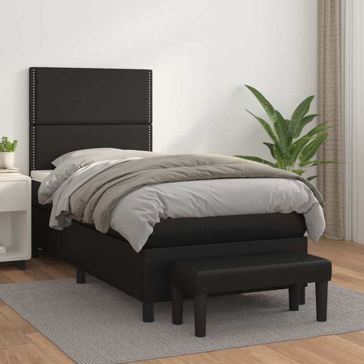 kontinentalseng med madras 80x200 cm kunstlæder sort