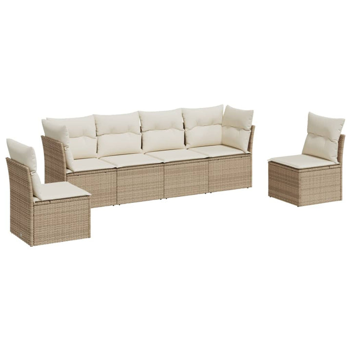 sofasæt til haven 6 dele med hynder polyrattan beige