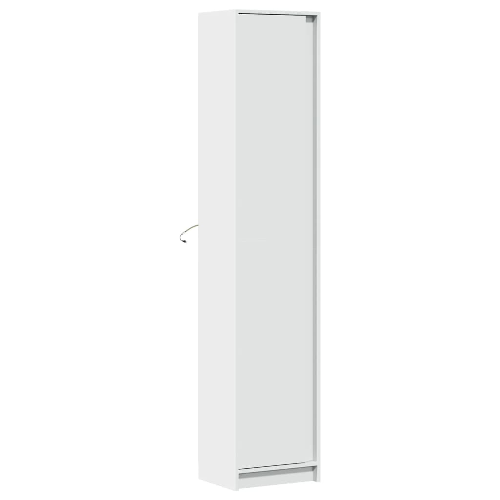 skab med LED-lys 41,5x32,5x200 cm konstrueret træ hvid
