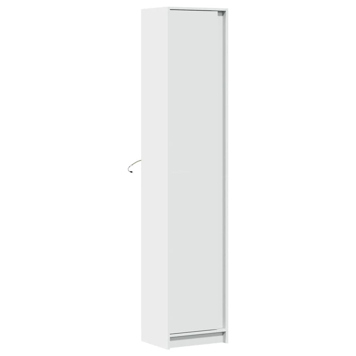 skab med LED-lys 41,5x32,5x200 cm konstrueret træ hvid
