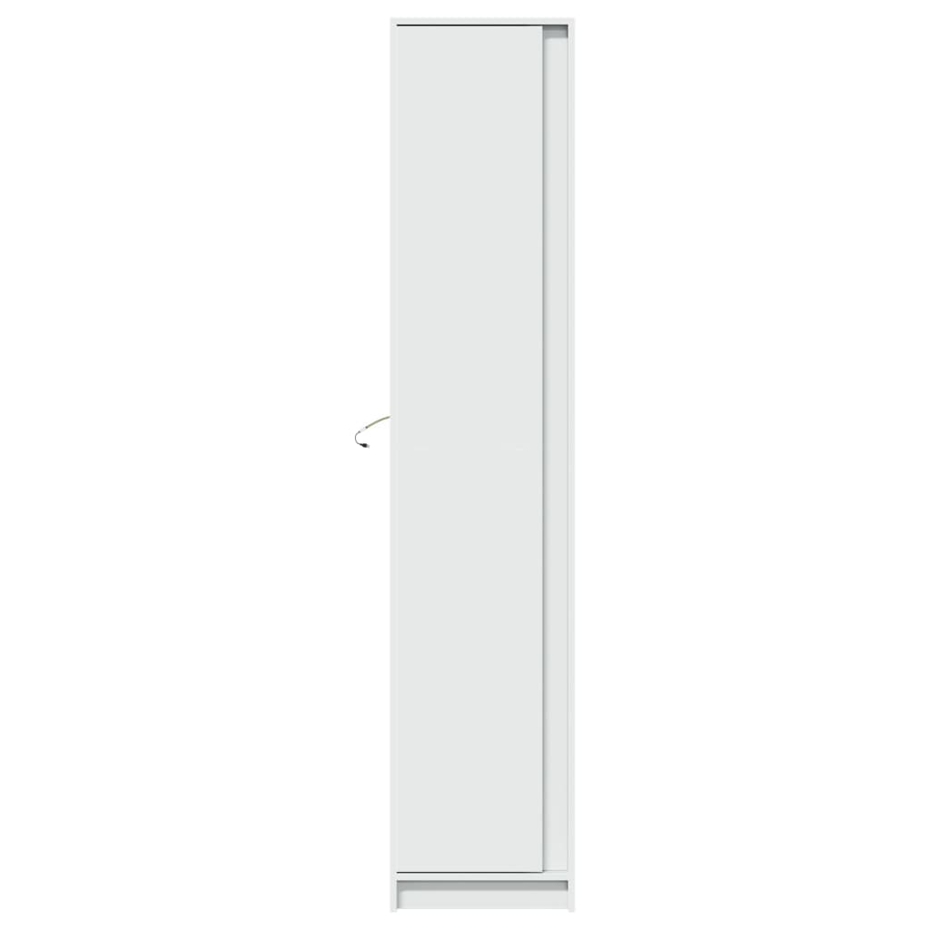 skab med LED-lys 41,5x32,5x200 cm konstrueret træ hvid