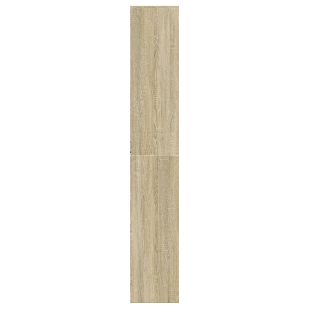 skab med LED-lys 41,5x32,5x200 cm konstrueret træ sonoma-eg