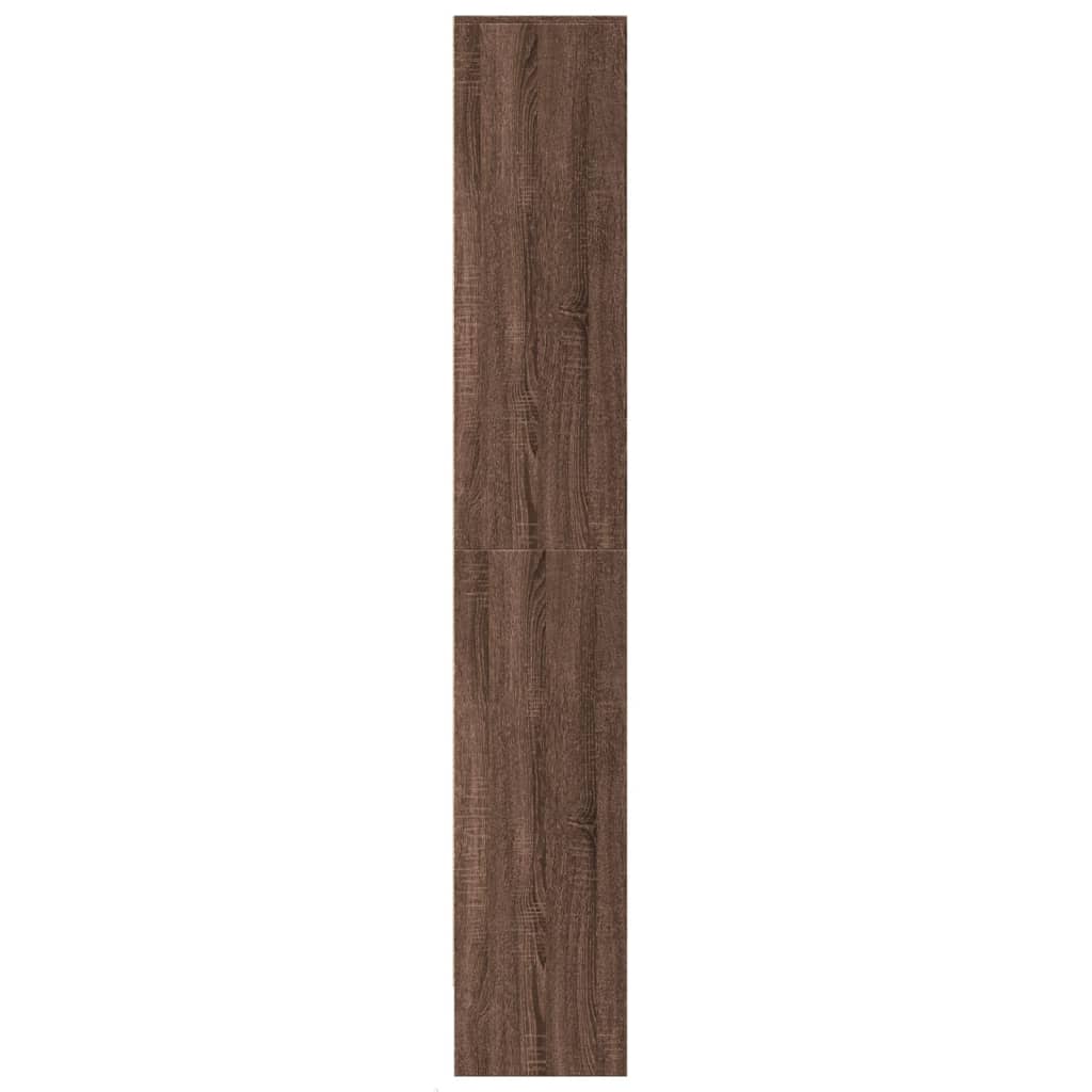 skab med LED-lys 69x32,5x200 cm konstrueret træ brunt eg