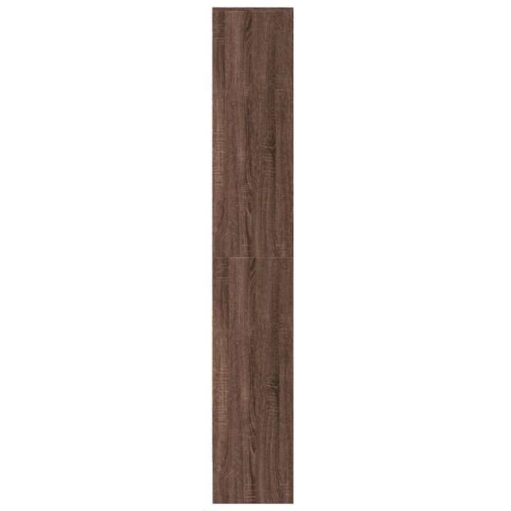 skab med LED-lys 69x32,5x200 cm konstrueret træ brunt eg