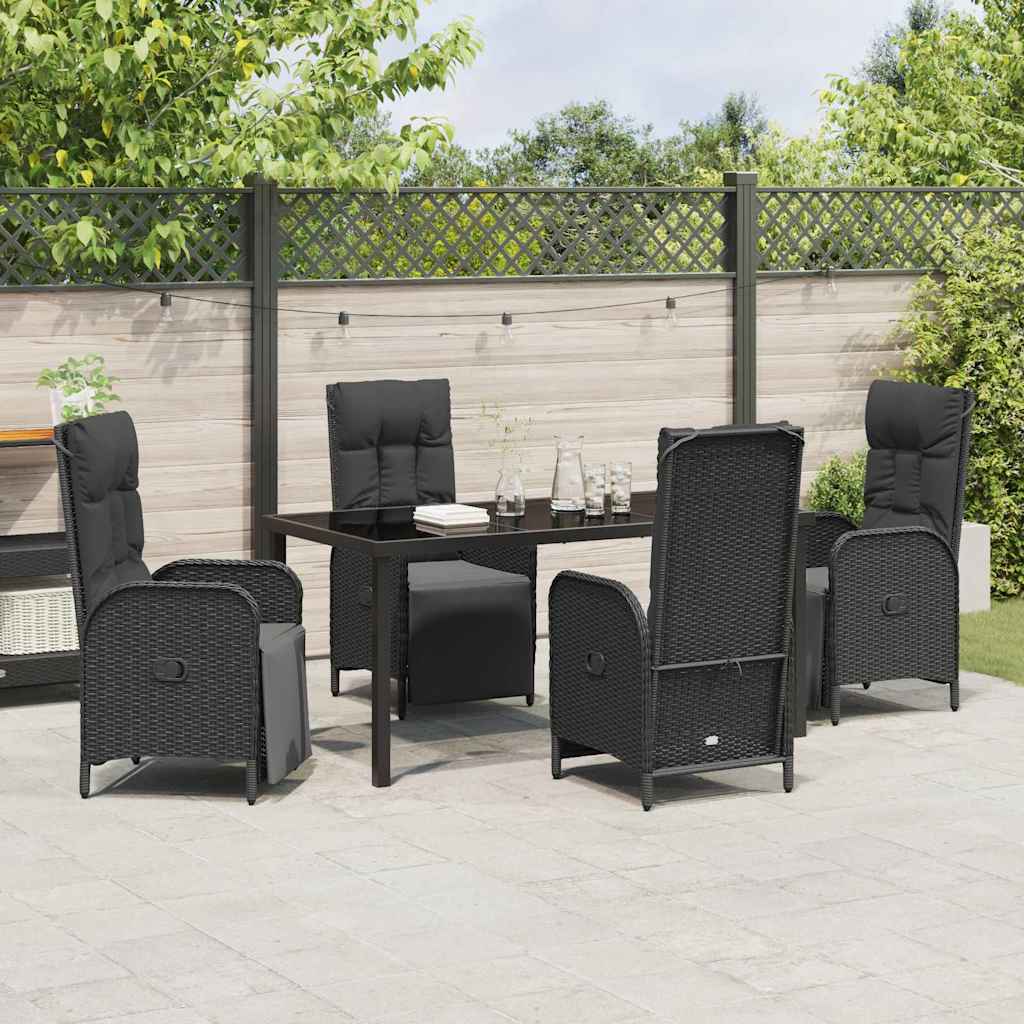 Have Spisebordssæt med pude 5 pcs Sort Poly rattan