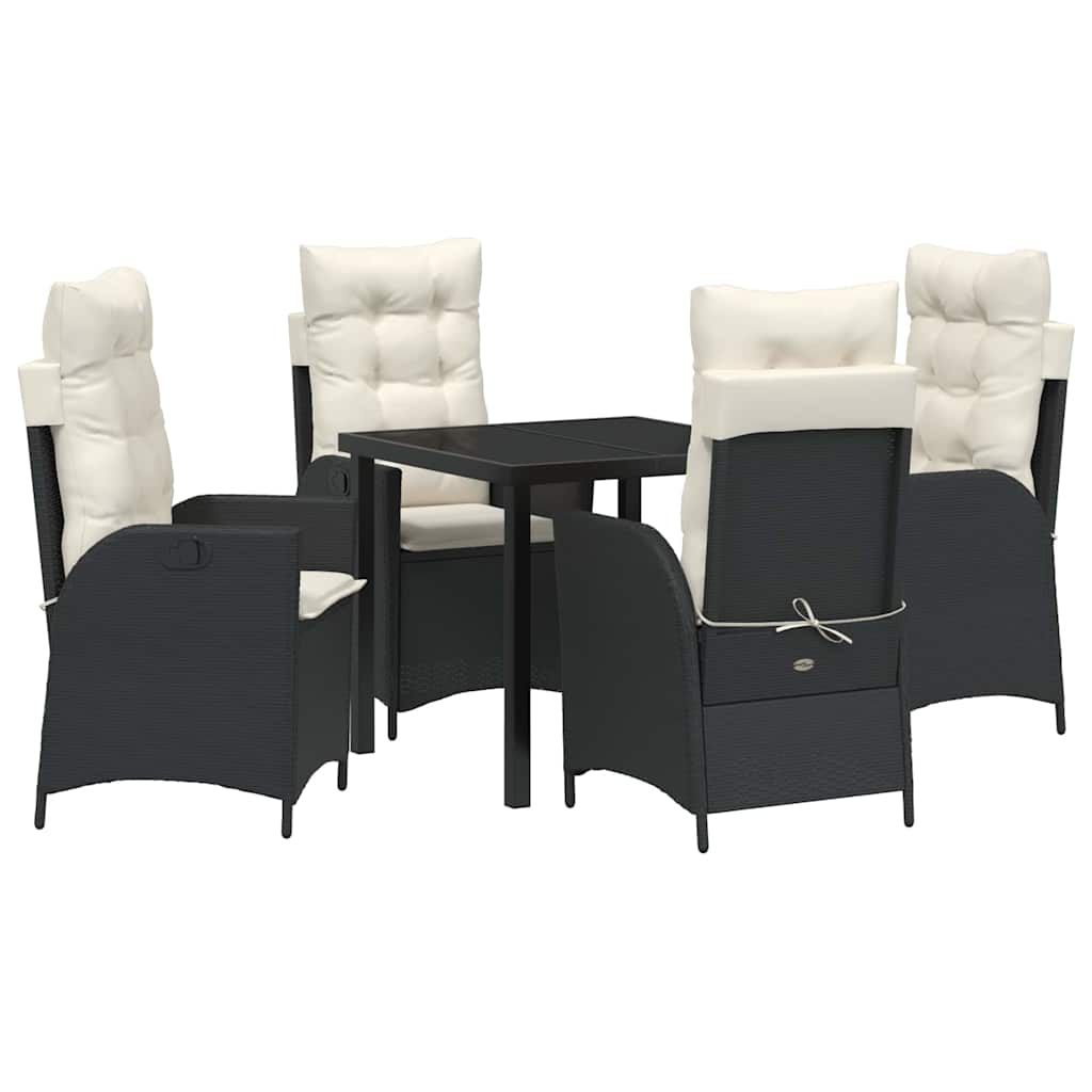 Have Spisebordssæt 5 pcs Sort polyrattan