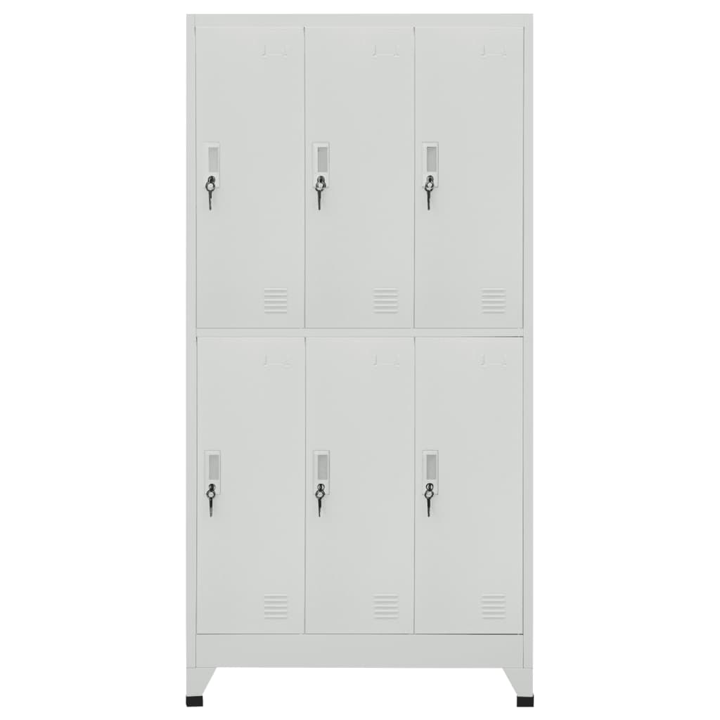 lockerskab med 6 rum 90x45x180 cm grå