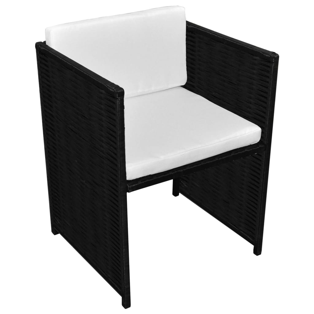 bistrosæt 3 dele med hynder polyrattan sort