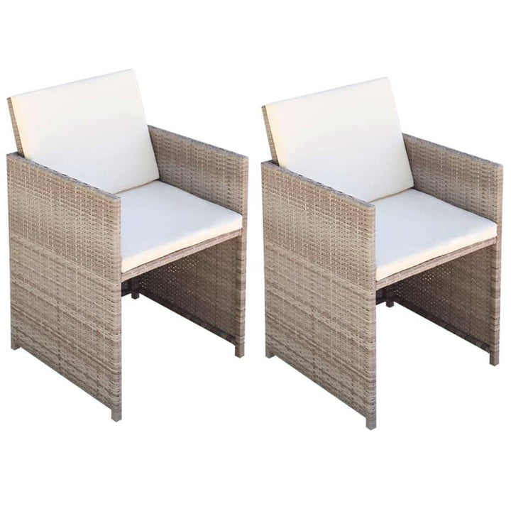 havestole 2 stk. med hynder og puder polyrattan beige