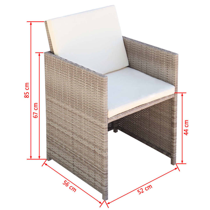 havestole 2 stk. med hynder og puder polyrattan beige