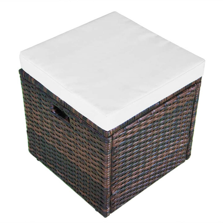 haveloungesæt 4 dele med hynder polyrattan brun