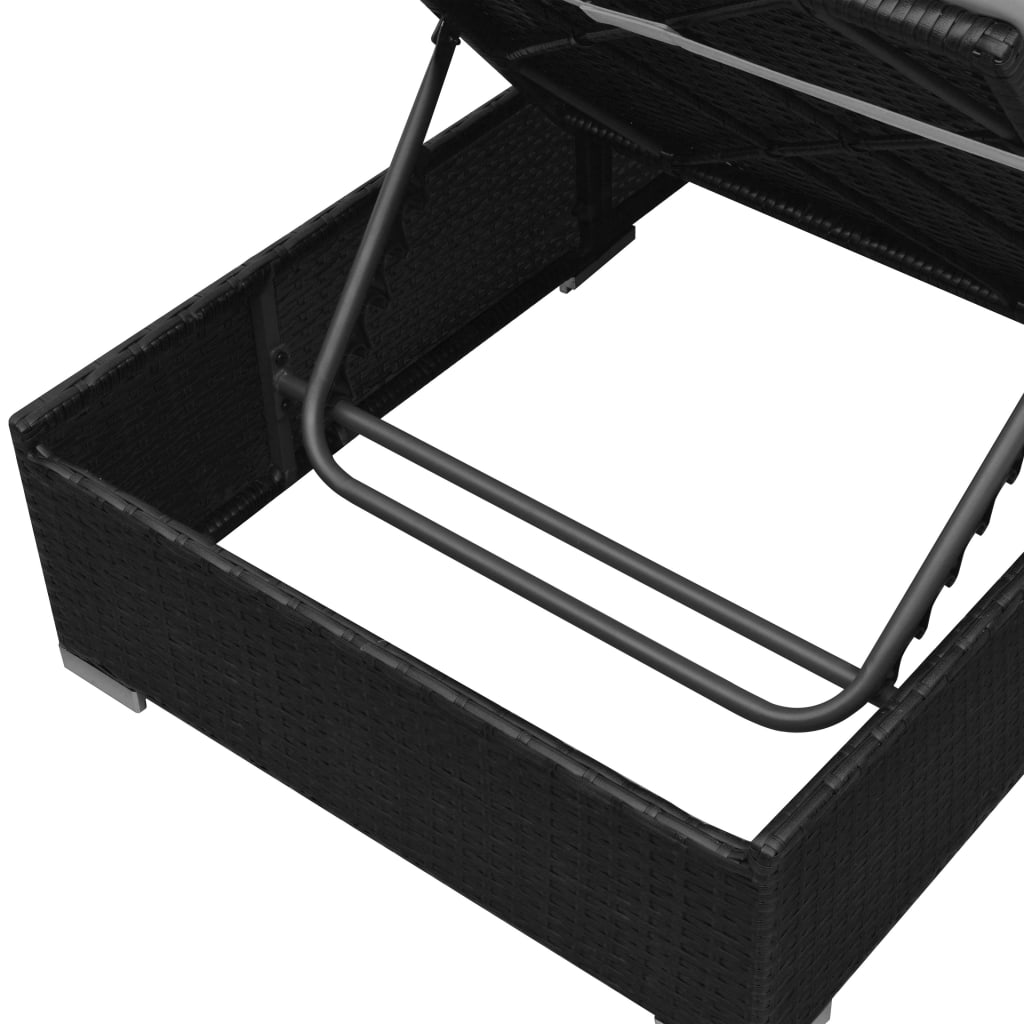 haveloungesæt 3 dele med hynder polyrattan sort