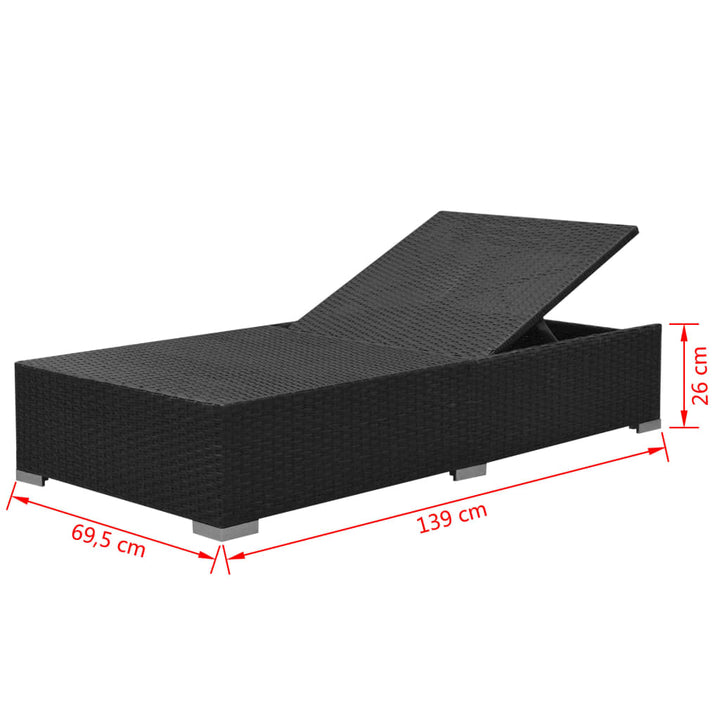 haveloungesæt 3 dele med hynder polyrattan sort