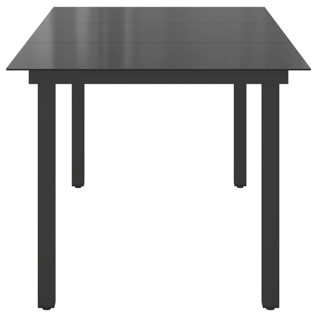 havebord 190x90x74 cm aluminium og glas sort