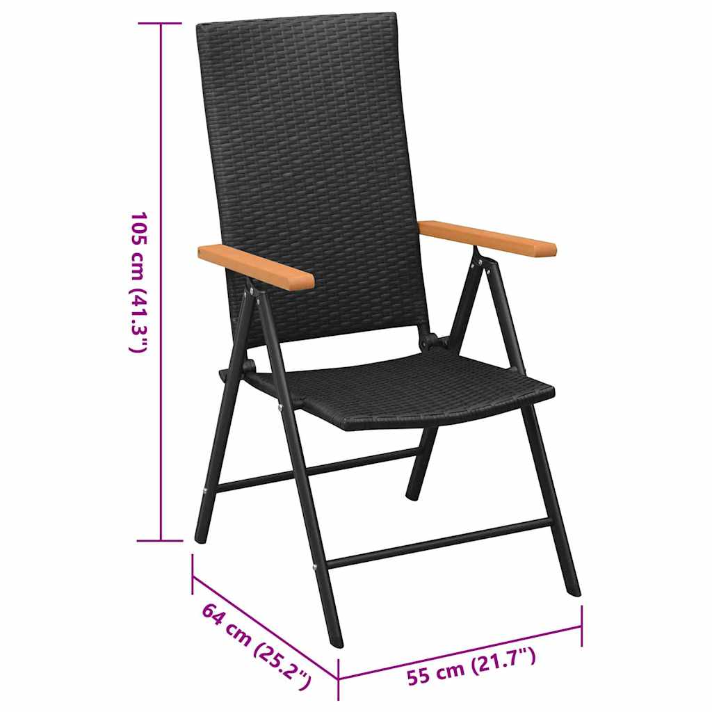 stabelbare havestole 2 stk. polyrattan sort
