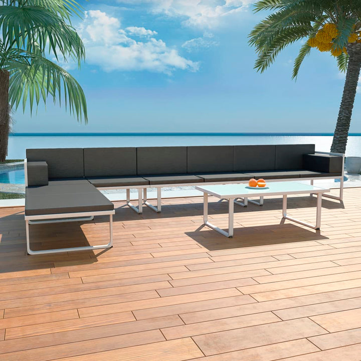 haveloungesæt 5 dele textilene aluminium sort