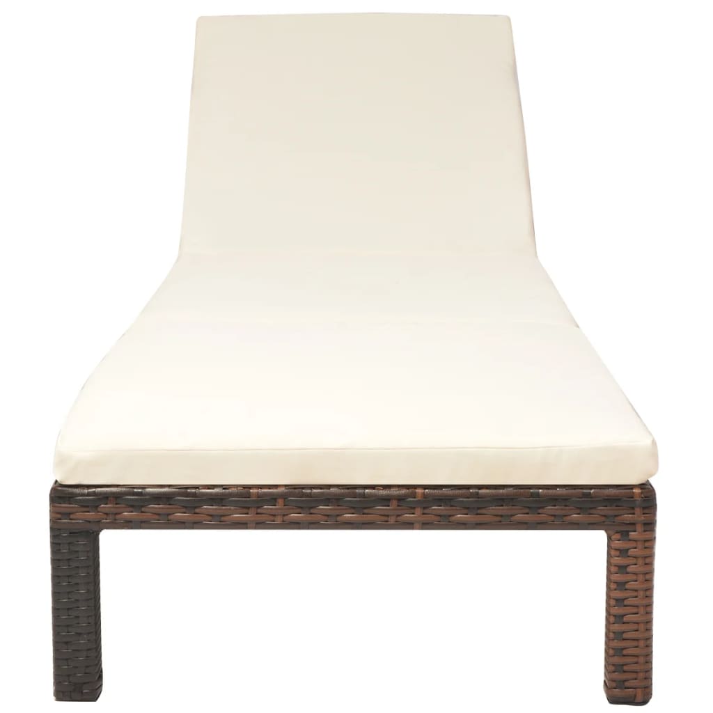 liggestol med hynde polyrattan brun