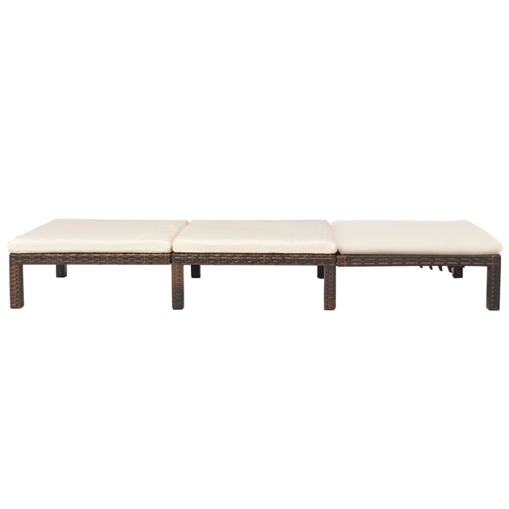 liggestol med hynde polyrattan brun