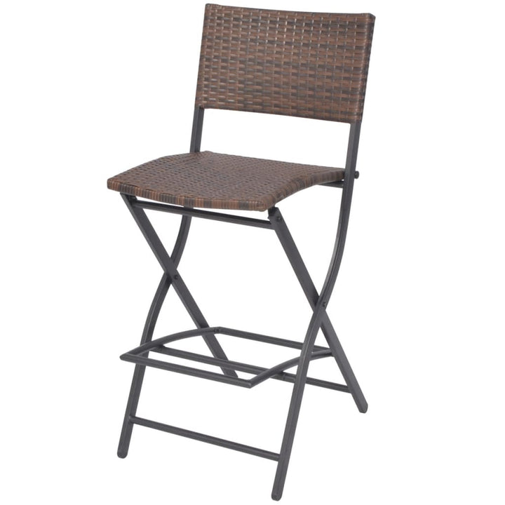 foldbart udendørs spisebordssæt 7 dele stål polyrattan brun