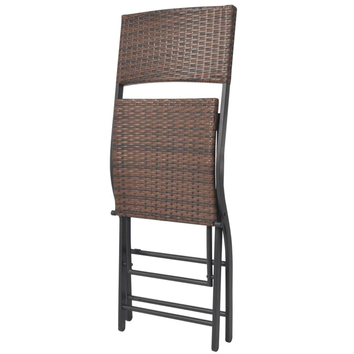 foldbart udendørs spisebordssæt 7 dele stål polyrattan brun