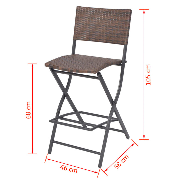 foldbart udendørs spisebordssæt 7 dele stål polyrattan brun