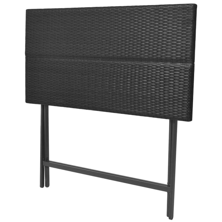 foldbart udendørs spisebordssæt 7 dele stål polyrattan sort