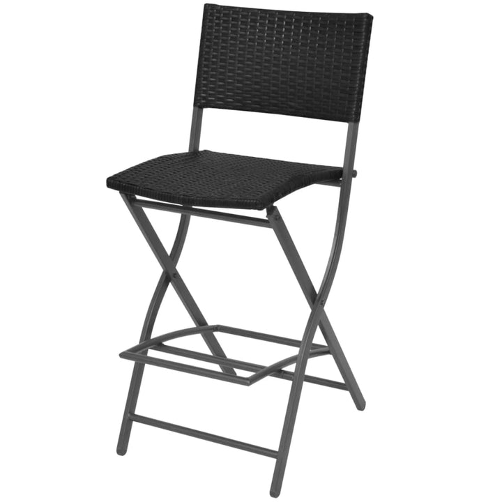 foldbart udendørs spisebordssæt 7 dele stål polyrattan sort