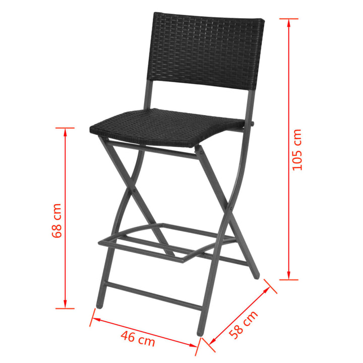 foldbart udendørs spisebordssæt 7 dele stål polyrattan sort