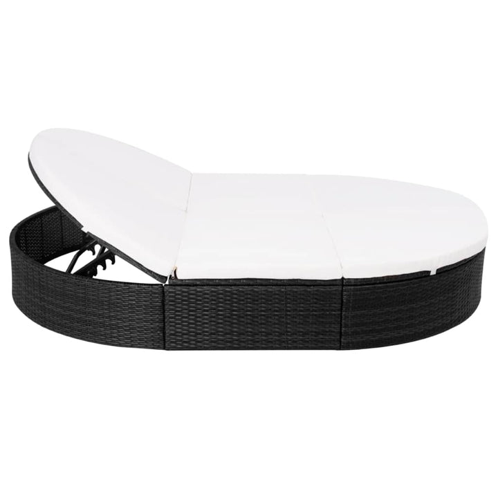 solseng med hynde polyrattan sort