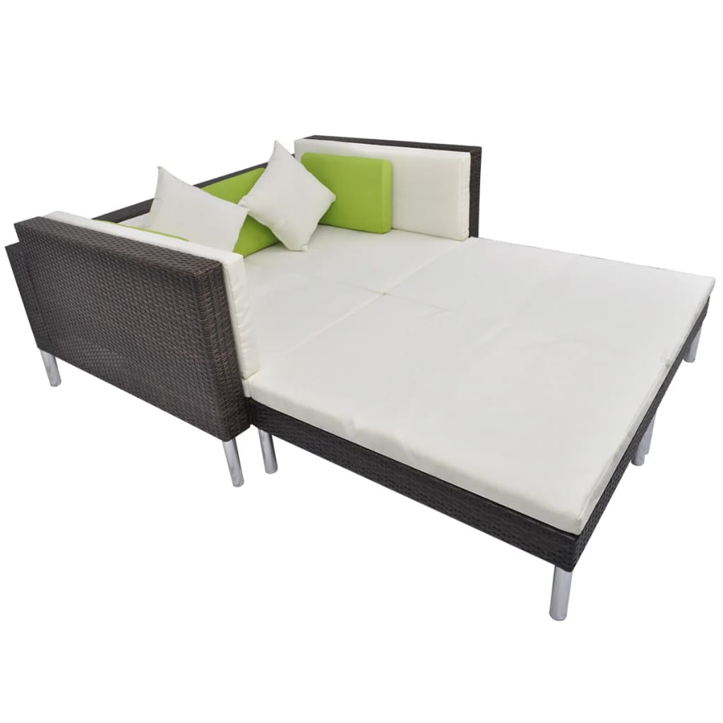 haveloungesæt 4 dele med hynder polyrattan brun