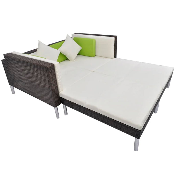 haveloungesæt 4 dele med hynder polyrattan brun