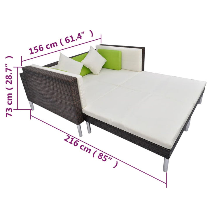 haveloungesæt 4 dele med hynder polyrattan brun