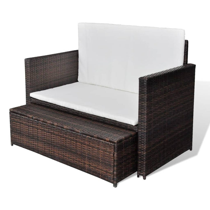 havesofa polyrattan brun