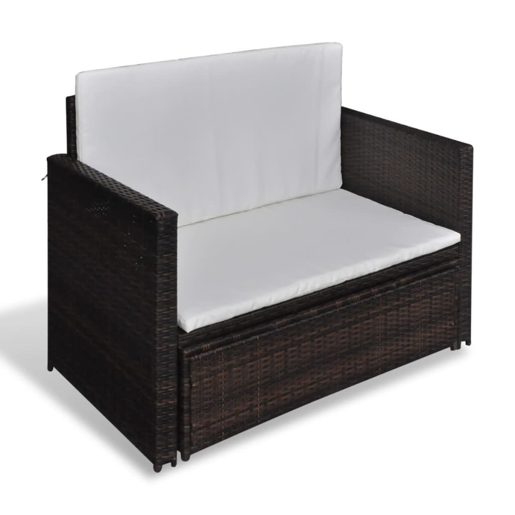 havesofa polyrattan brun