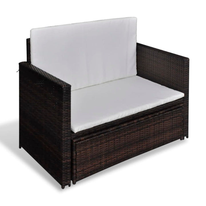 havesofa polyrattan brun