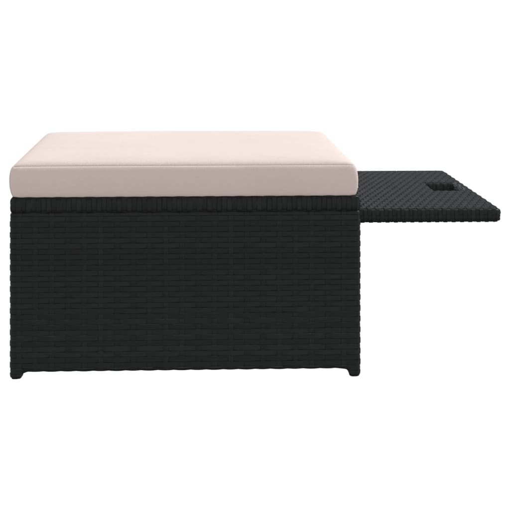 haveloungesæt 4 dele med hynder polyrattan sort