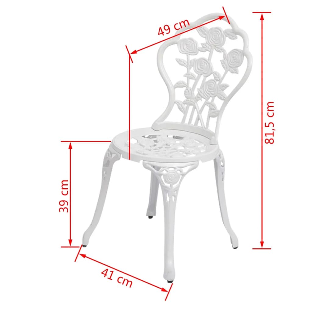 bistrostole 2 stk. støbt aluminium hvid