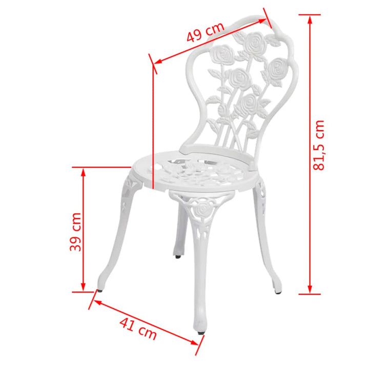 bistrostole 2 stk. støbt aluminium hvid