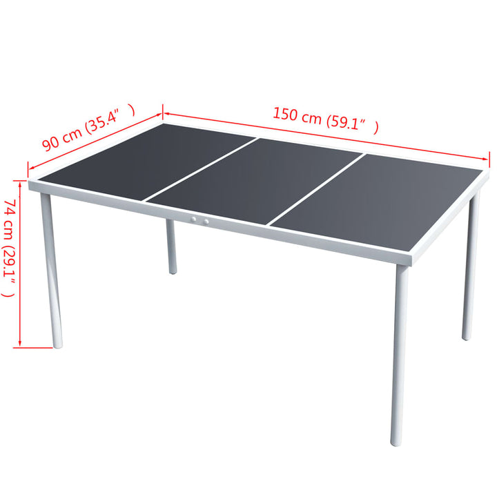 havebord 150 x 90 x 74 cm sort stål