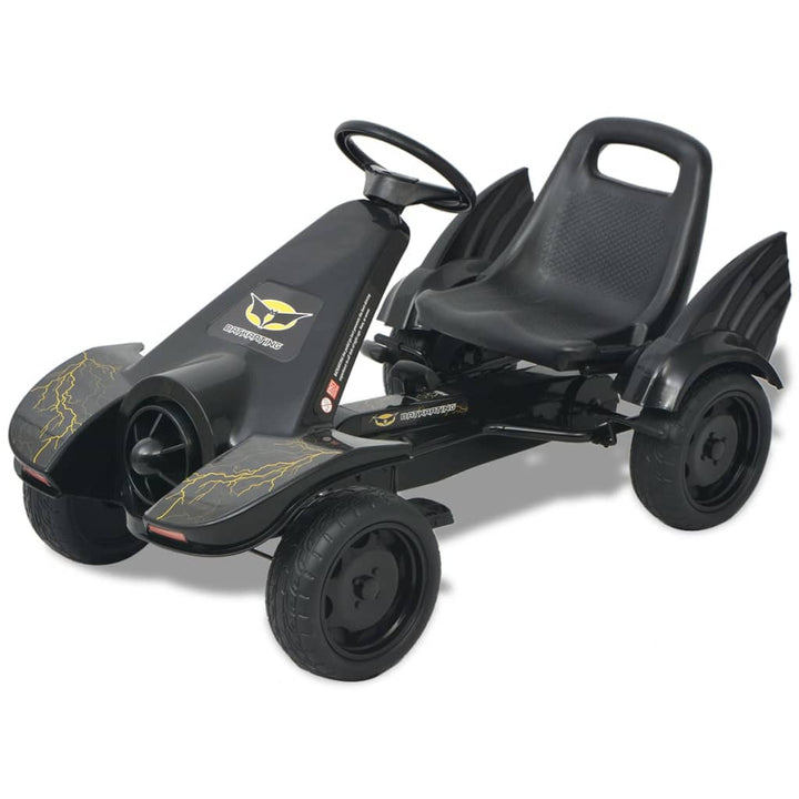 gokart med pedaler med justerbart sæde i sort