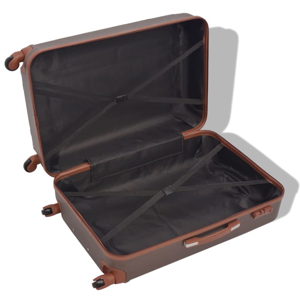 hardcase trolleysæt fire dele kaffefarvet